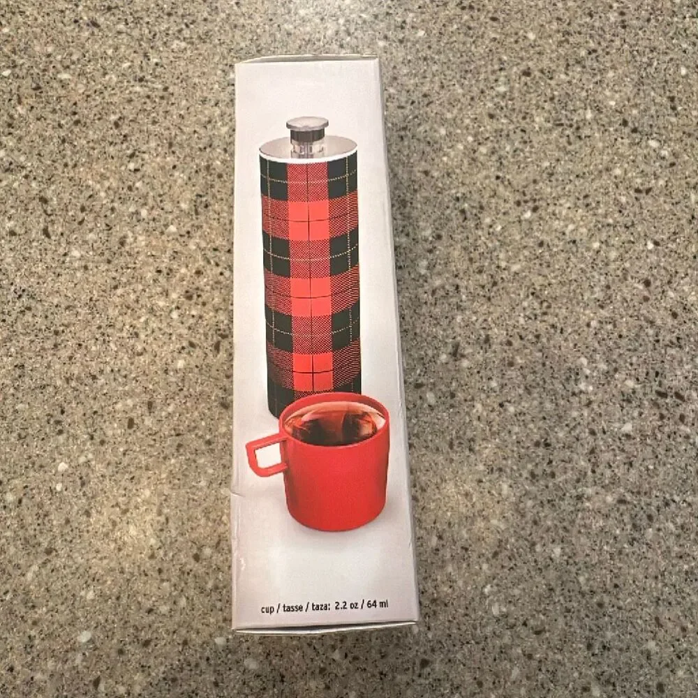 FRED PicNip Flask Retro Thermos Plaid Tartan Print *NEW*